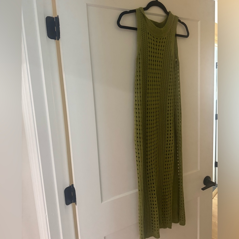 Elegant Green Knit Swim Coverup